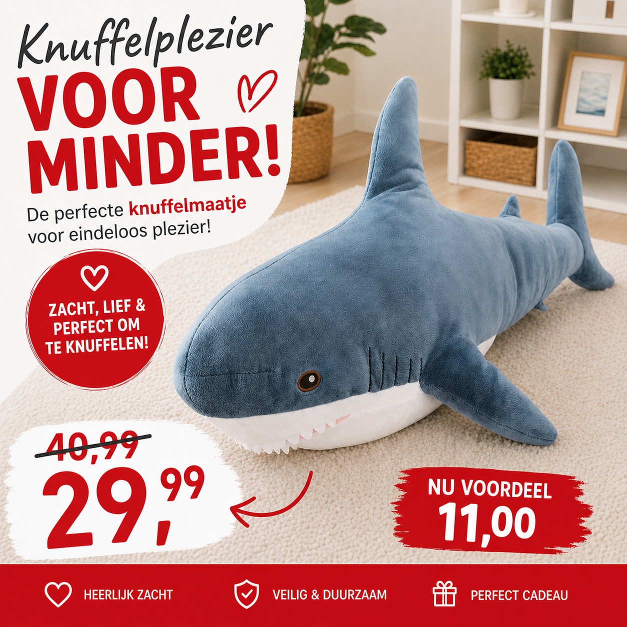 Knuffelhaai – 60 cm